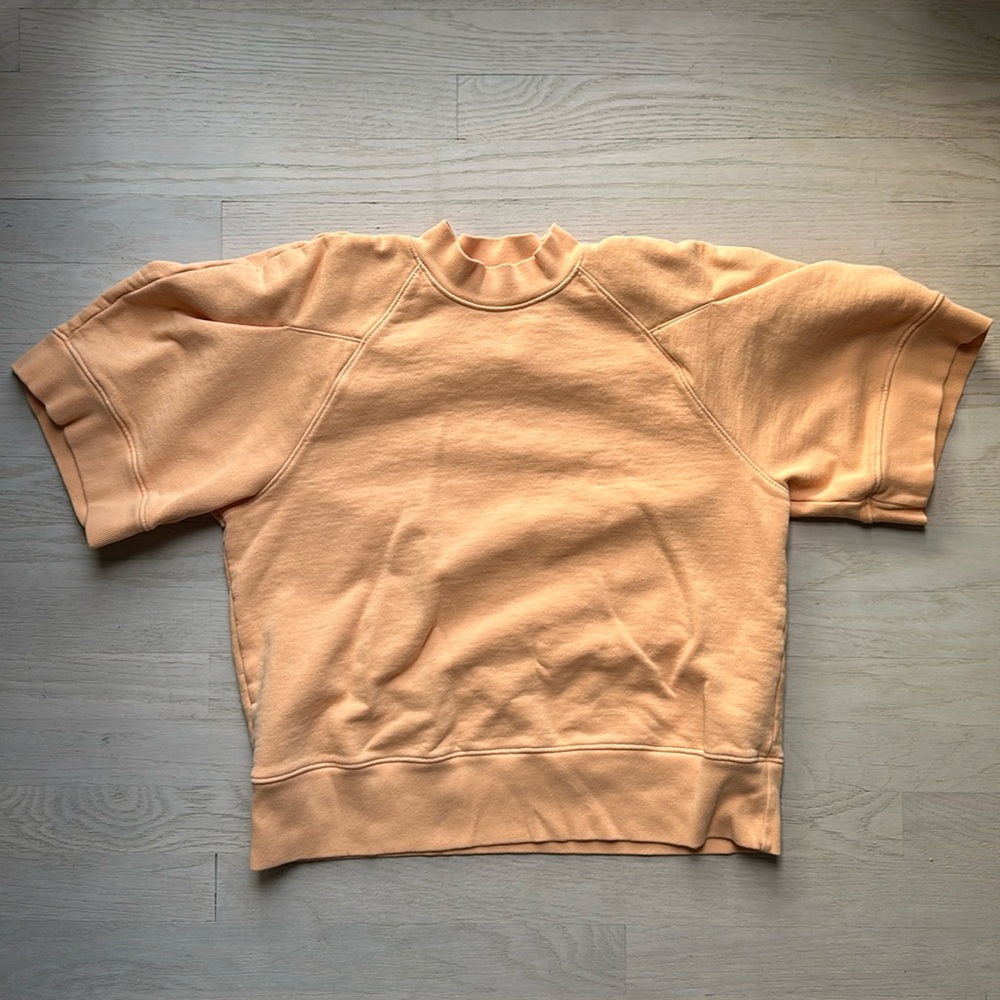 Agolde Orange sherbert cotton short puff sleeve sweatshirt size SMALL